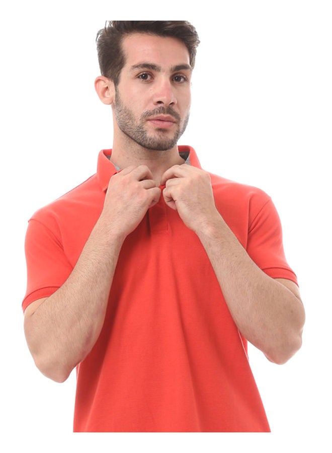 Andora Solid Summer Comfy Polo Shirt-Watermelon  - Image 4