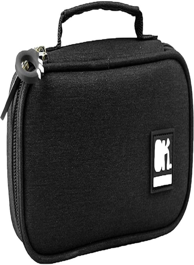 TriLok Fabric Happy Life Pencil Case for Kids | Multi-Compartment Stationery Organizer with Handle | Pen Pouch for Girls | Black Navy Blue Pink | School Supply Box (Black) - Image 1