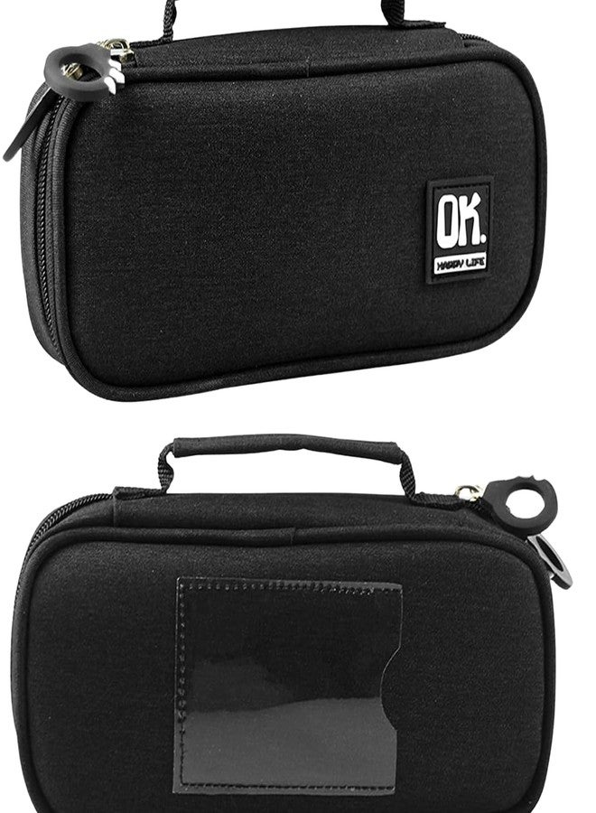 TriLok Fabric Happy Life Pencil Case for Kids | Multi-Compartment Stationery Organizer with Handle | Pen Pouch for Girls | Black Navy Blue Pink | School Supply Box (Black) - Image 2