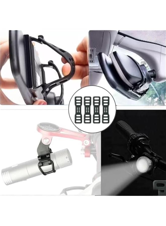 4-Pack Bike Silicone Band,Bicycle Handle Bars Elastic Strap Bandage,Mount Band Holder for Fixing Tail Light,Recorder - Image 2