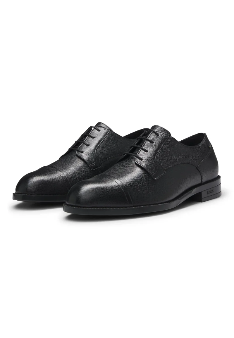 Printed-leather Derby shoes with cap toe