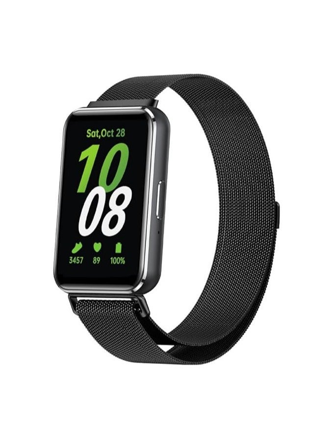 سوار لساعة Huawei Watch Fit 3 2024 ، حزام حلقي مغناطيسي، سوار معصم من الفولاذ المقاوم للصدأ، نمط عمل كلاسيكي، سوار شبكي معدني لساعة هواوي فيت 3، للنساء والرجال، أسود - Image 1