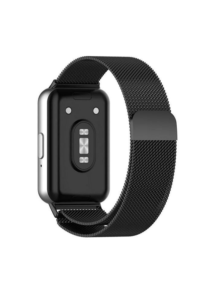 سوار لساعة Huawei Watch Fit 3 2024 ، حزام حلقي مغناطيسي، سوار معصم من الفولاذ المقاوم للصدأ، نمط عمل كلاسيكي، سوار شبكي معدني لساعة هواوي فيت 3، للنساء والرجال، أسود - Image 4