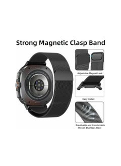 Generic Band for Huawei Watch Fit 3 2024, Magnetic Ring Strap, Stainless Steel Wristband, Classic Business Style, Metal Mesh Band for Huawei Watch Fit 3, Women Men, Black  - Image 4