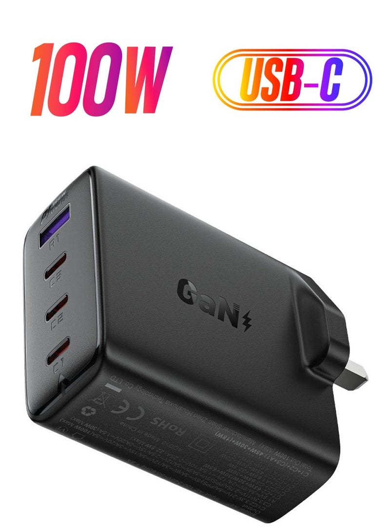 ACEFAST Fast Charge Wall Charger A97 PD100W GaN 3xUSB-C + 1xUSB-A UK Black - Image 1