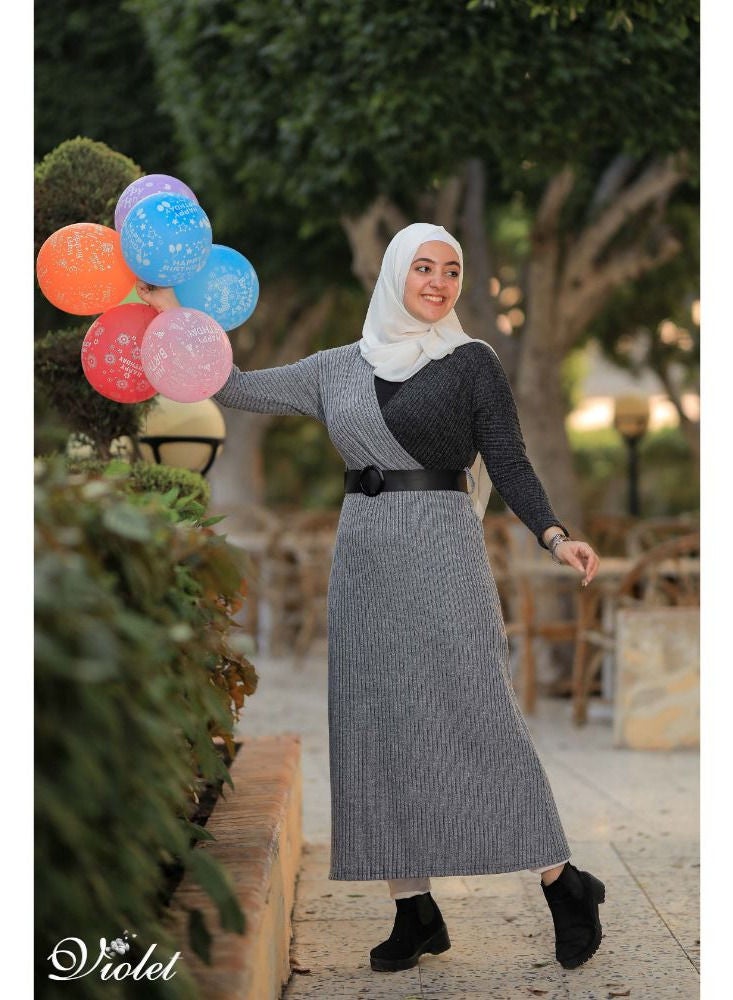 Puritopia Violet Grey Casual Rip Dress With Belt  - Image 5