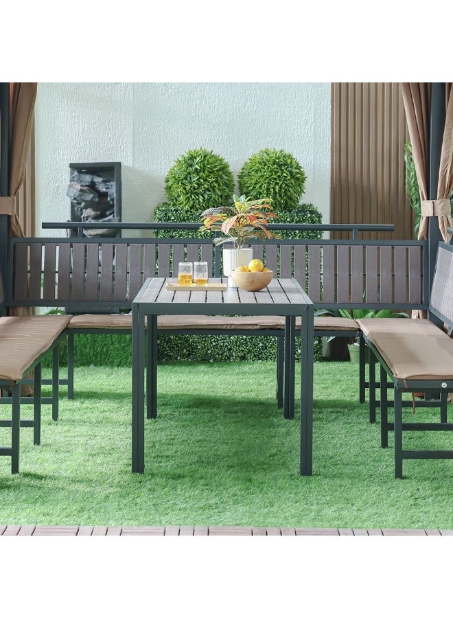 DANUBE HOME شرفة معدنية تيتان مع مقاعد - رمادي/بني - 3x3 م - إطار حديدي متين وسقف فولاذي مجلفن - يتسع لـ 6-8 أشخاص - يشمل ضمان لمدة عامين - مثالي للمعيشة في الهواء الطلق - Image 4