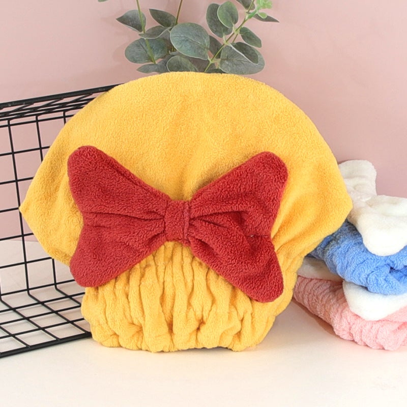 Generic Thick Absorbent Quick-Dry Hair Towel Wrap Yellow 