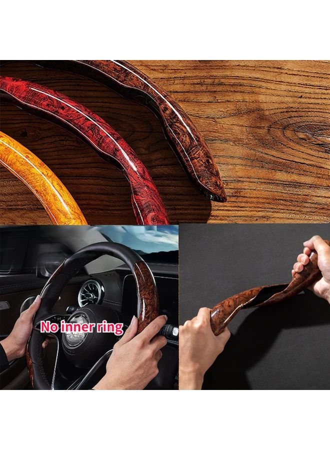 Peach Wood Grain Pattern Steering Wheel Cover 38cm 15inch Anti Slip Car Accessories - Image 5