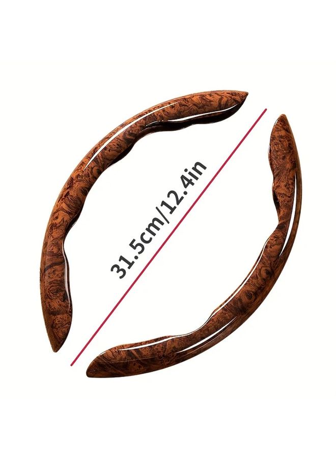Peach Wood Grain Pattern Steering Wheel Cover 38cm 15inch Anti Slip Car Accessories - Image 2