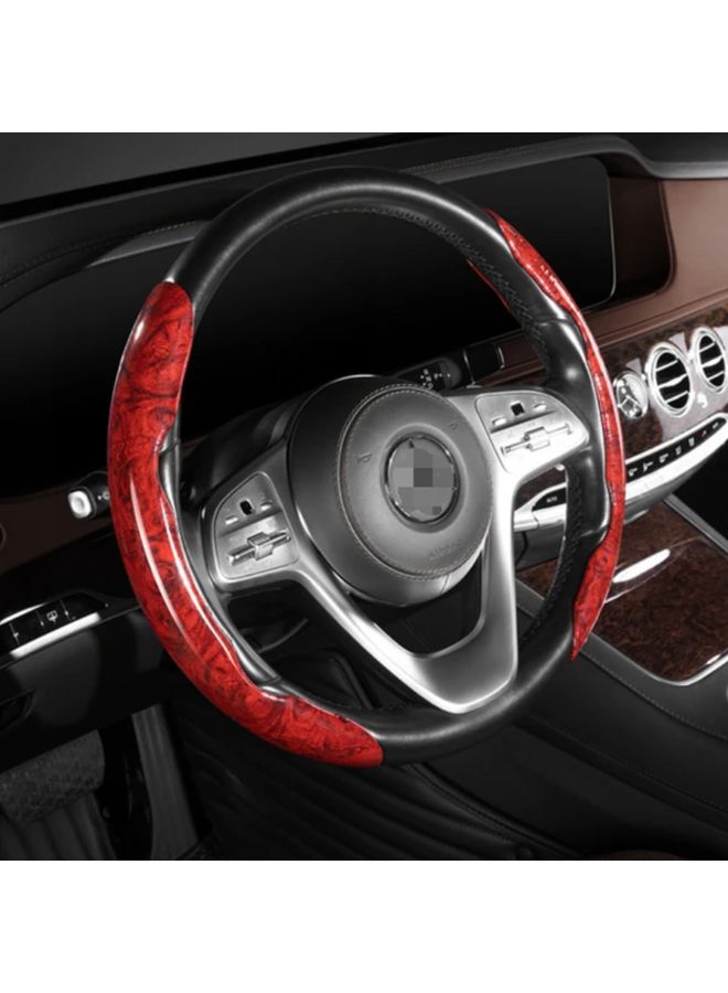 Peach Wood Grain Pattern Steering Wheel Cover 38cm 15inch Anti Slip Car Accessories - Image 3