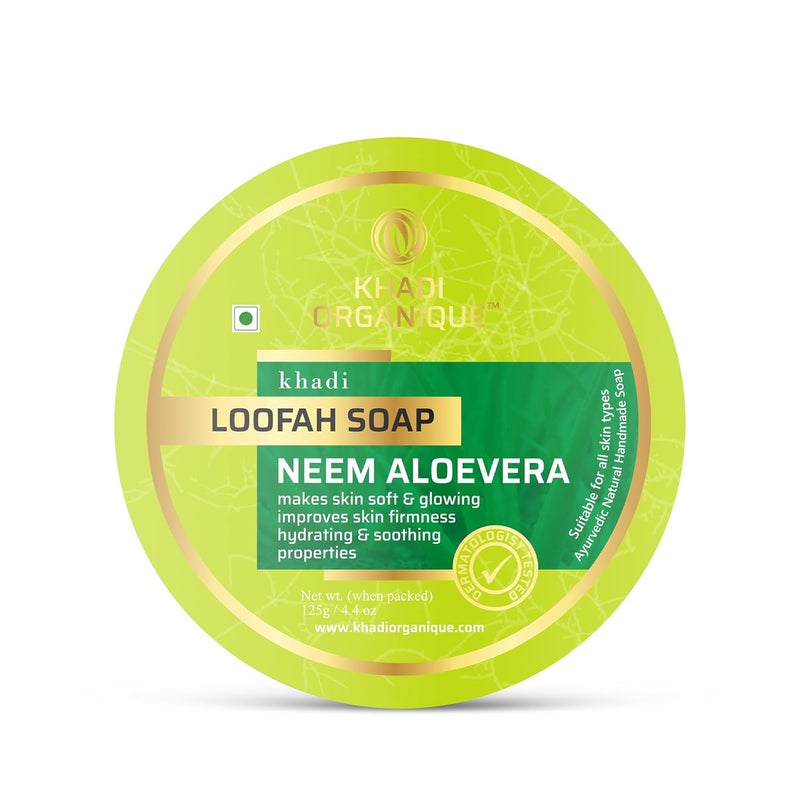 Khadi ORGANIQUE Khadi Organique Natural Herbal Neem Aloevera Loofah Soap Pack of 8 - Image 2