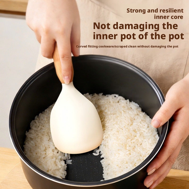 Silicone Beech Wood Handle Rice Spoon - Image 4