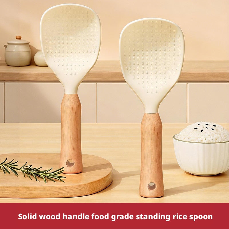 Silicone Beech Wood Handle Rice Spoon - Image 1