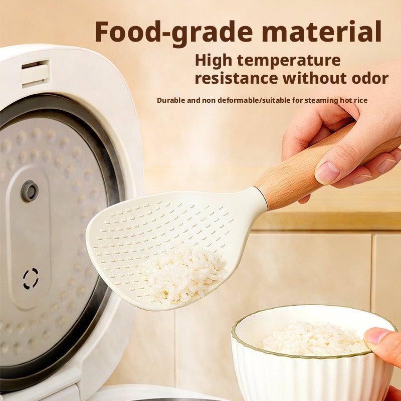 Silicone Beech Wood Handle Rice Spoon - Image 2
