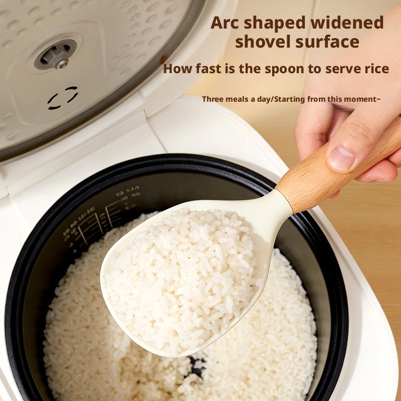Silicone Beech Wood Handle Rice Spoon - Image 3