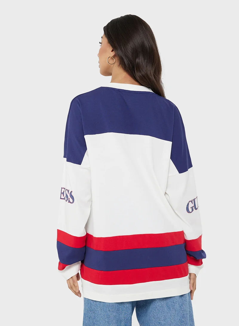 Guess Jeans Unisex Hockey Crew Neck T-Shirt
