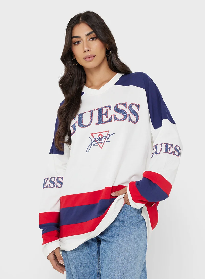 Guess Jeans Unisex Hockey Crew Neck T-Shirt