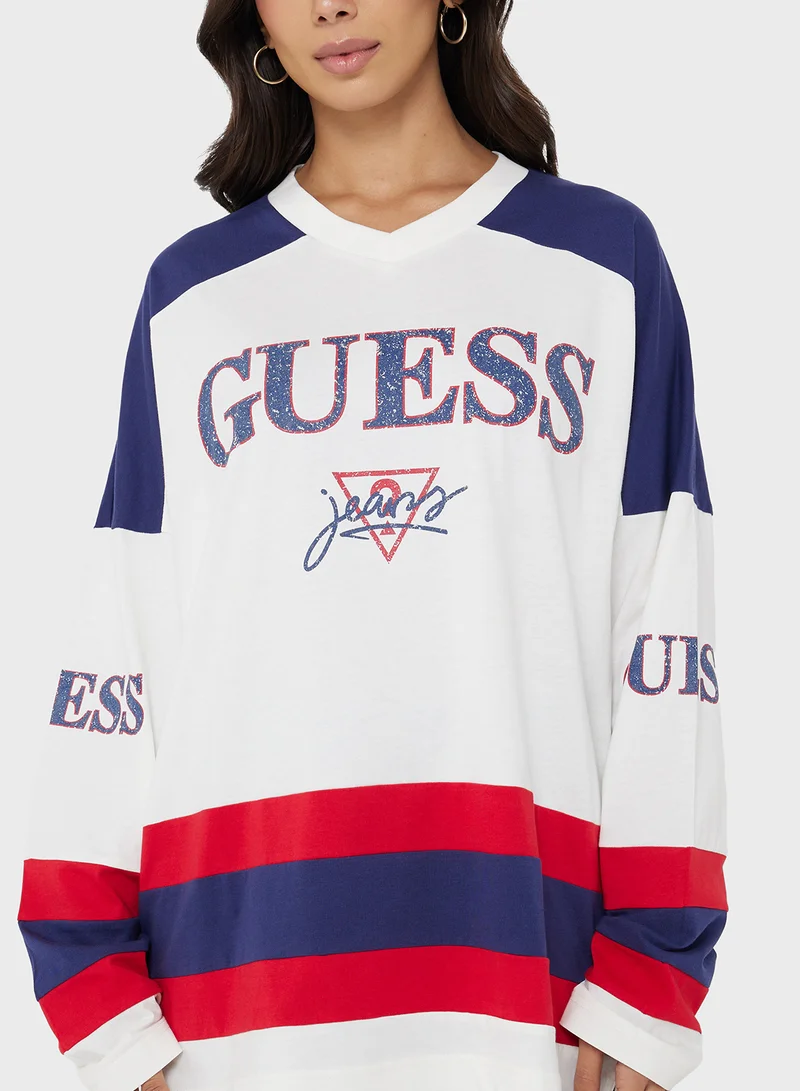 Guess Jeans Unisex Hockey Crew Neck T-Shirt