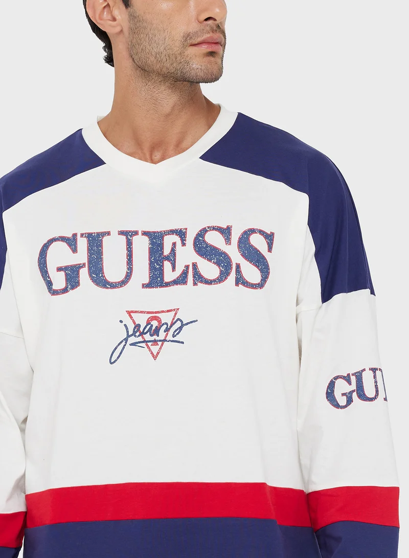Guess Jeans Unisex Hockey Crew Neck T-Shirt