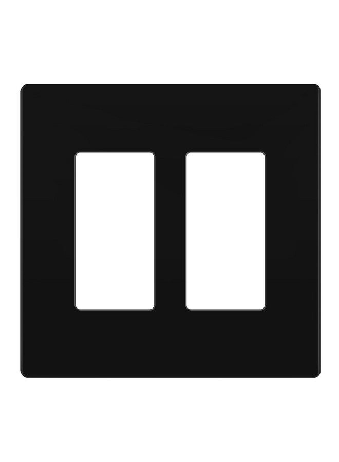 LIDER Matte Finish Double Decorator Switch Cover, Screwless Wall Plate, Mid-Size 2-Gang 4.88" x 4.92", Polycarbonate Thermoplastic, UL Listed, LSWP-32M-BK, Black - Image 1