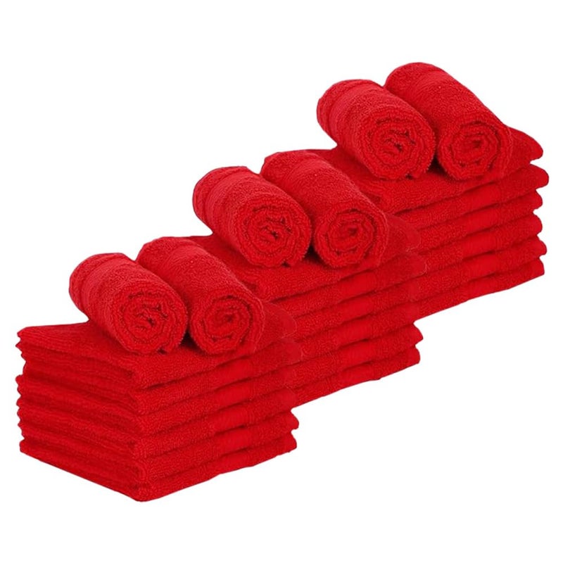 Casa Lino 4 Piece Bath Towel Set | 1 Bath Towel, 2 Wash Cloth, 1 Hand Towels | Bathroom Essentials for New Home, 100% Cotton Luxury Towels, Highly Absorbent Bathroom Set, Red - Image 1