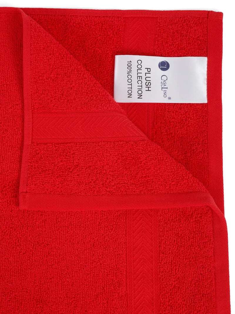 Casa Lino 4 Piece Bath Towel Set | 1 Bath Towel, 2 Wash Cloth, 1 Hand Towels | Bathroom Essentials for New Home, 100% Cotton Luxury Towels, Highly Absorbent Bathroom Set, Red - Image 4