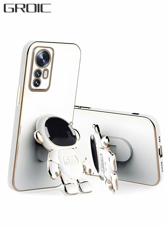 GROIC Phone Case for Xiaomi 12 Pro 6.73 Inch 6D Electroplating Astronaut Hidden Stand Protective Cover Folding Bracket with Camera Protector  - Image 1