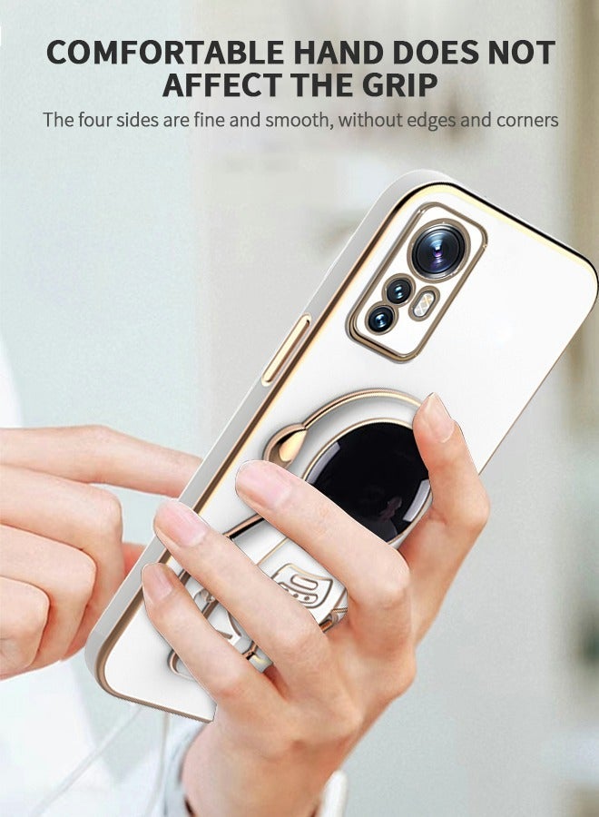 GROIC Phone Case for Xiaomi 12 Pro 6.73 Inch 6D Electroplating Astronaut Hidden Stand Protective Cover Folding Bracket with Camera Protector  - Image 2