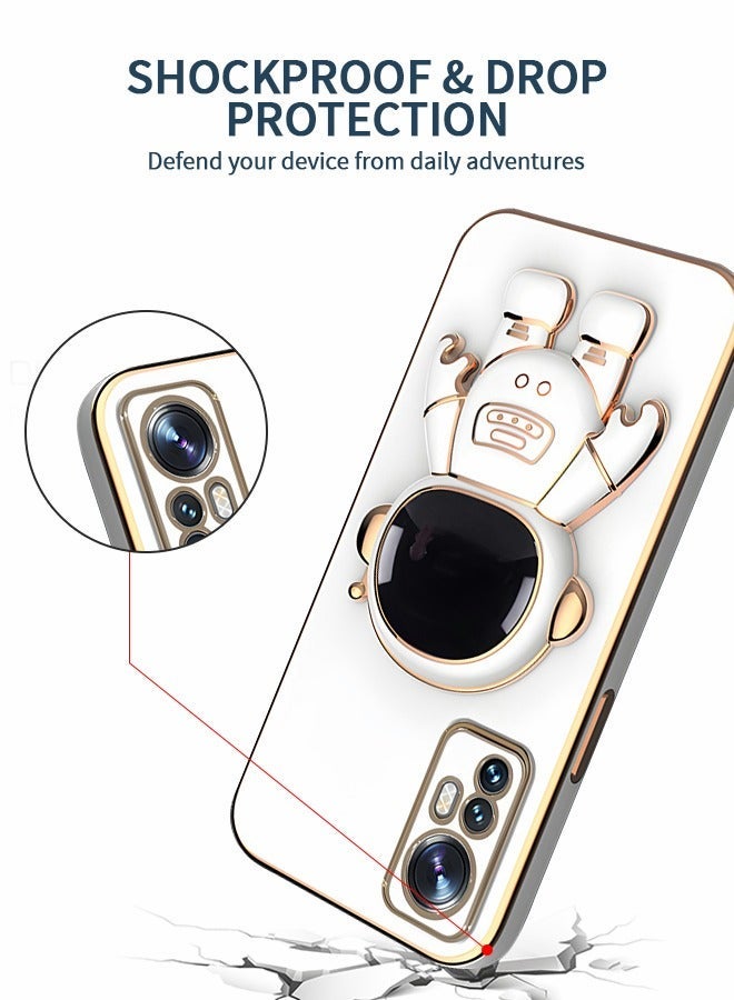 GROIC Phone Case for Xiaomi 12 Pro 6.73 Inch 6D Electroplating Astronaut Hidden Stand Protective Cover Folding Bracket with Camera Protector  - Image 5