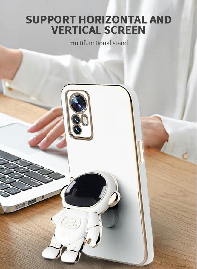 GROIC Phone Case for Xiaomi 12 Pro 6.73 Inch 6D Electroplating Astronaut Hidden Stand Protective Cover Folding Bracket with Camera Protector  - Image 4