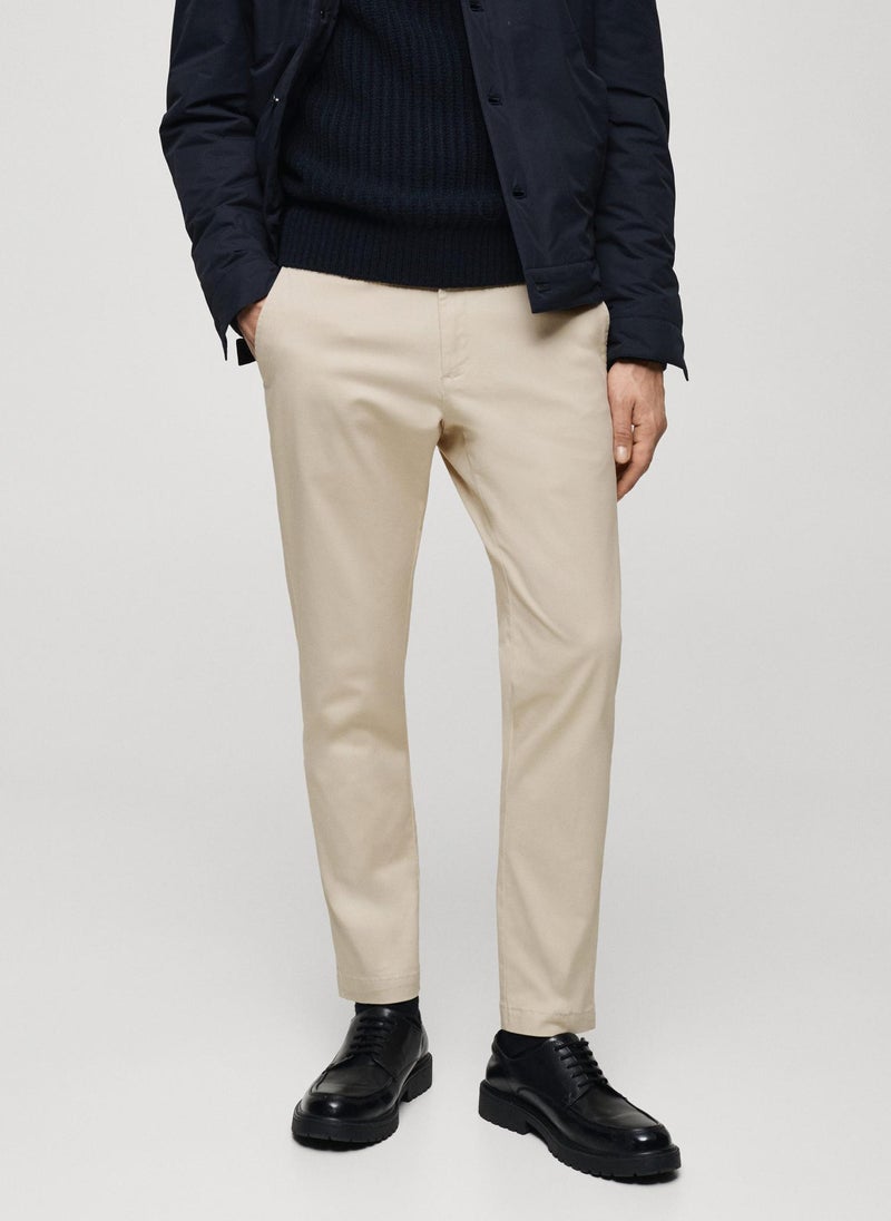 Mango Man Prato Cropped Tapered Chino Trousers  - Image 1
