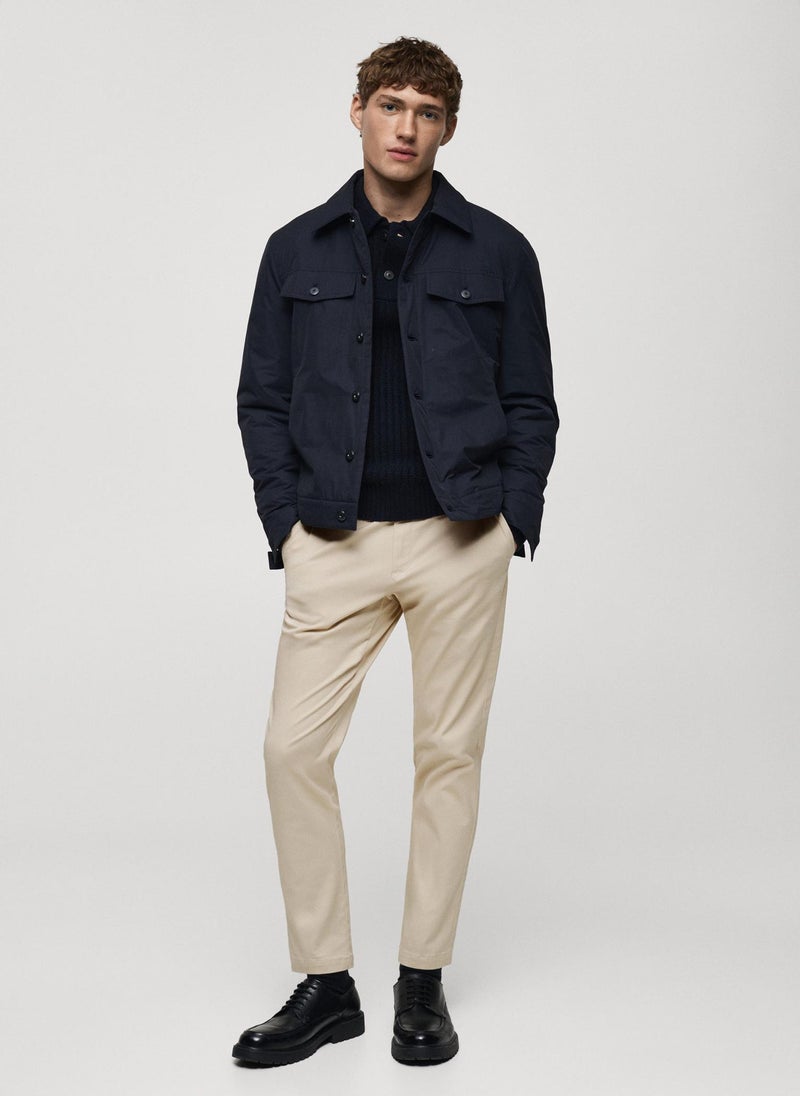 Mango Man Prato Cropped Tapered Chino Trousers  - Image 4