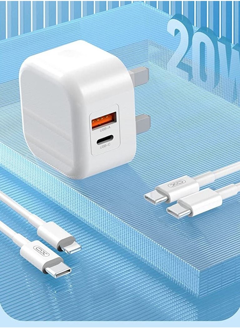 XO - XO L98 Quick Suit Adapter PD Output Type-C 20W, QC USB Output 18W 1000mm cable for mobile phone - Image 1