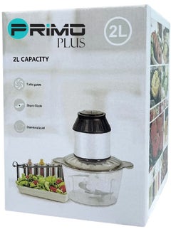 PRIMO PLUS Electric Meat Grinder, Food Processor Blender With 2L Stainless Steel Bowls, Vegetable And Fruit Chopper For Dicing, Mincing, Silver  - Image 5