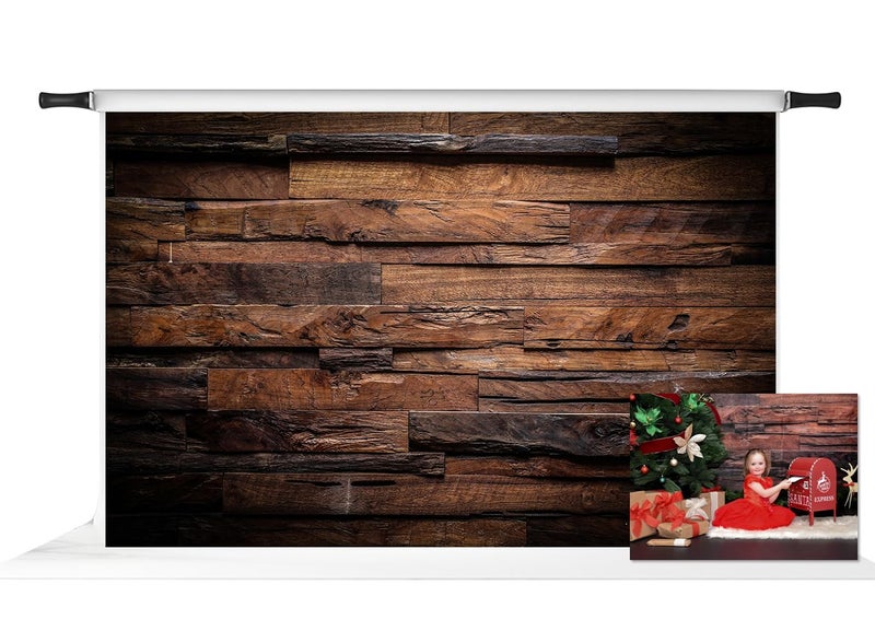 Kate 10x6.5ft Brown Wood Backdrop for Photography Retro Wood Plank Background Cotton Cloth Seamless - Image 1