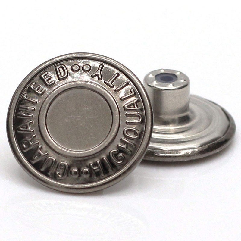 Enosea 12 Sets NoSew Permanent Buttons Jean Tack Buttons 20mm Gun Black 