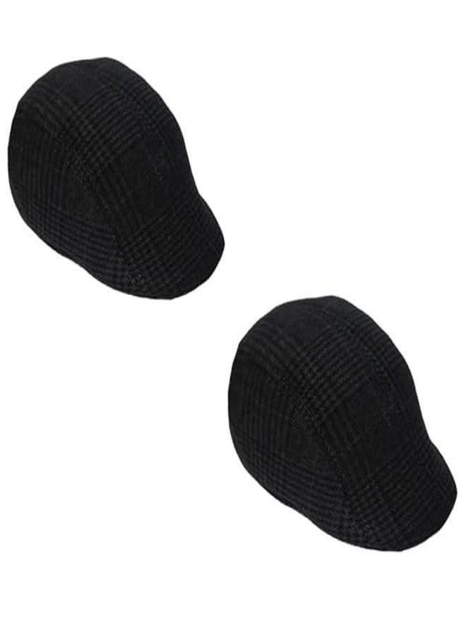 C Classic Unisex Classy & Retro Style Woolen Golf Cap Pack of 2 (Black) - Image 1