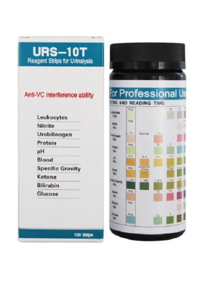URs URS-10T Reagent for Urinalysis 100 Pieces Contain Leukocytes Nitrite Urobilinogen Protein pH Blood Specific Gravity Ketone Bilirubin Glucose Test Analysis Urine Test Strips  - Image 1