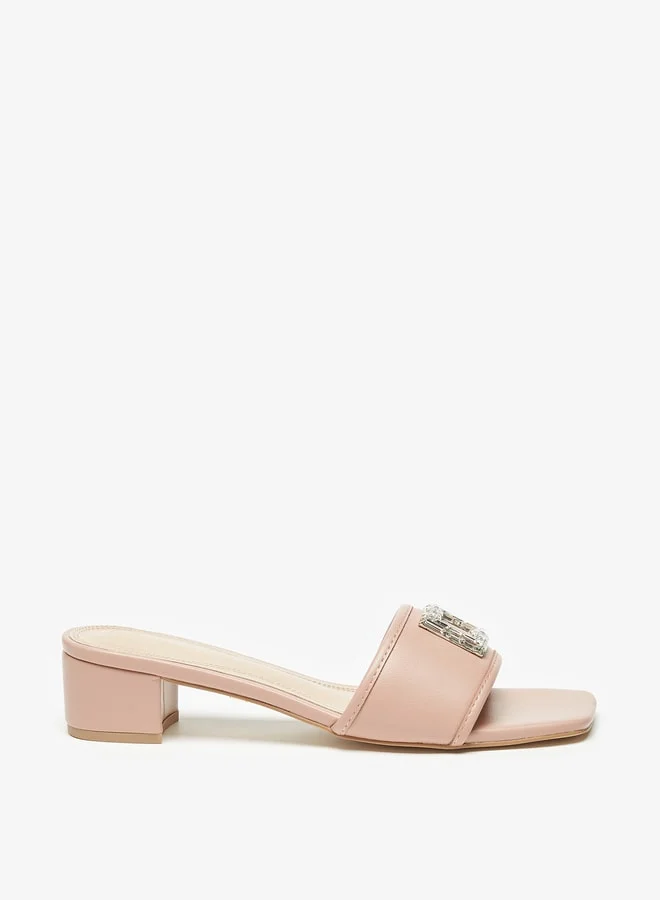 Celeste Women's Embellished Slip-On Sandals with Block Heels