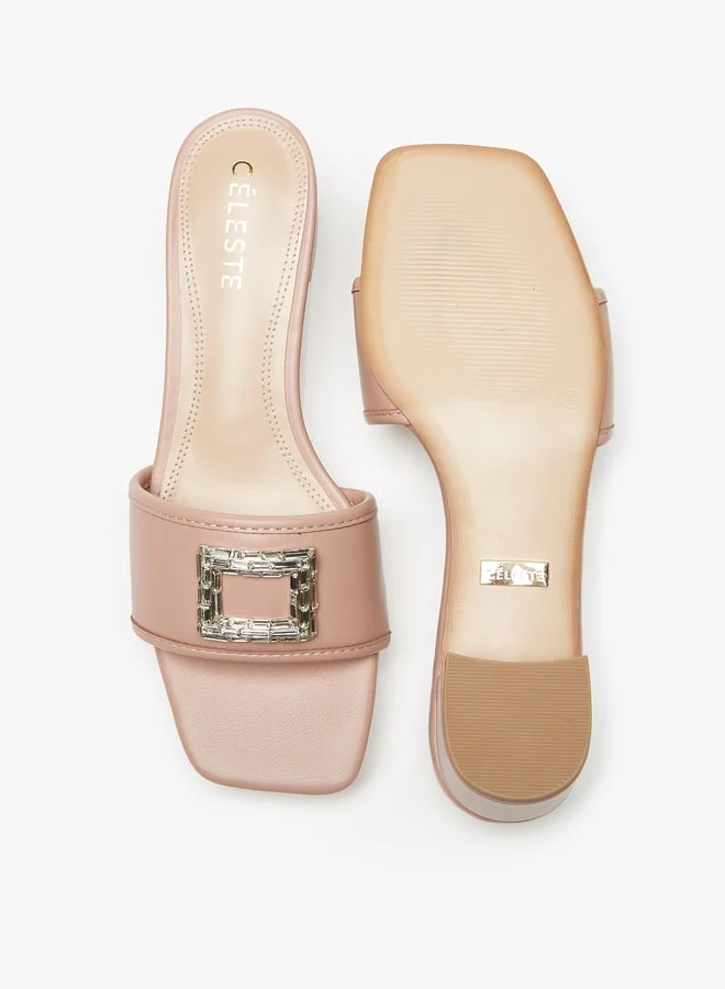 Celeste Women's Embellished Slip-On Sandals with Block Heels