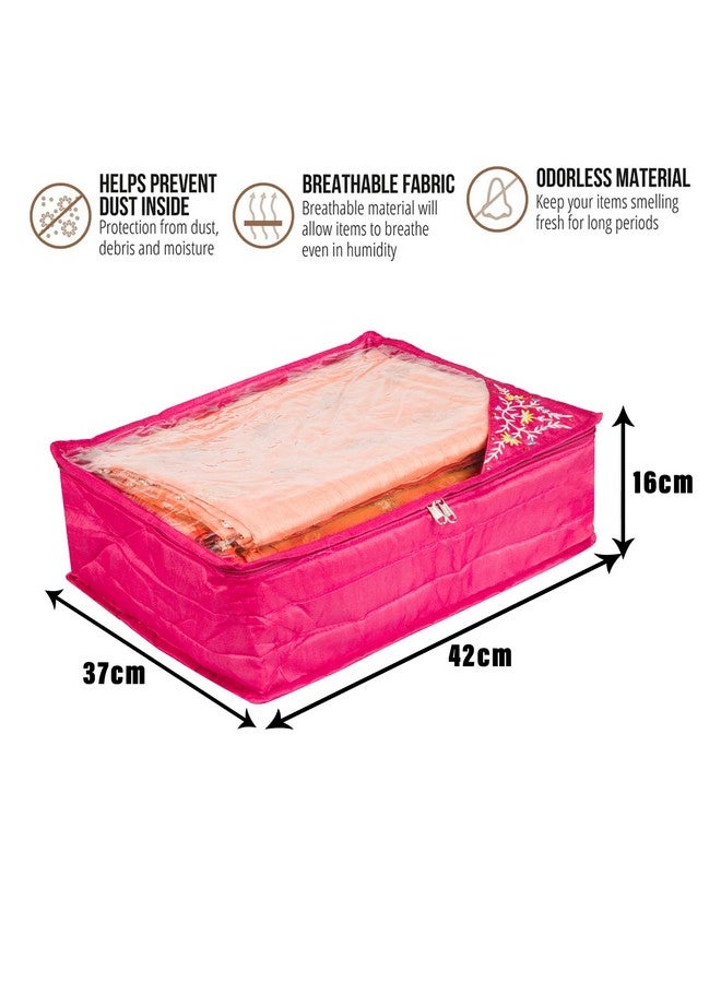 Kuber Industries Kuber Industries Saree Cover | Clothes Storage Bag | Storage Saree Organizer Bag | Zip Closure Saree Cover | Wardrobe Organizer | Side Embroidery Saree Cover | 6 Inch | Pink - Image 3