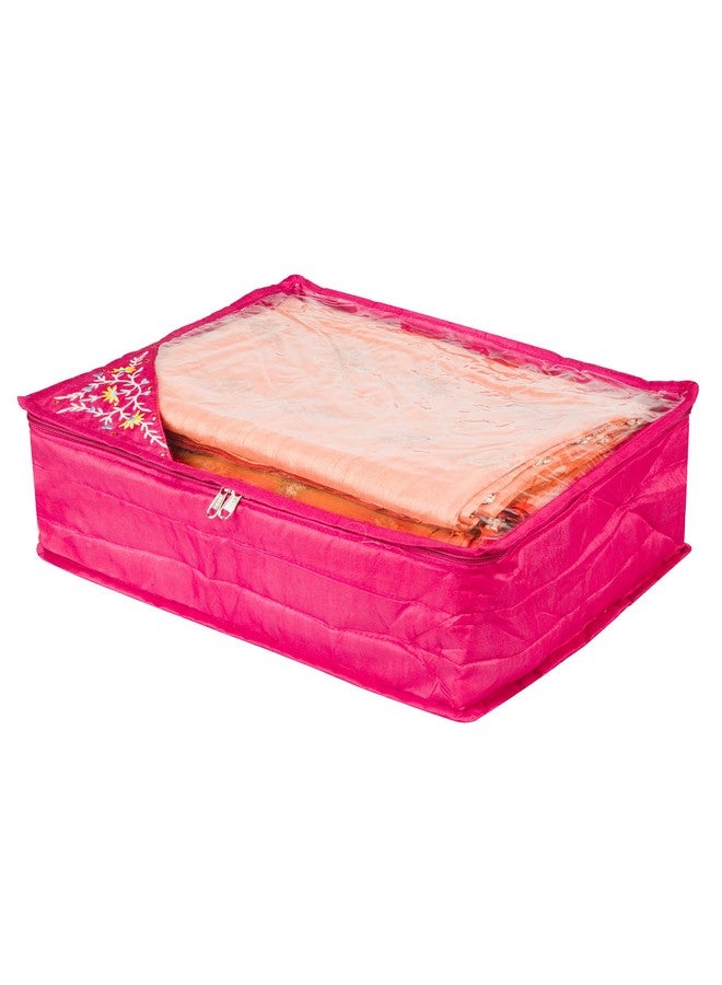 Kuber Industries Kuber Industries Saree Cover | Clothes Storage Bag | Storage Saree Organizer Bag | Zip Closure Saree Cover | Wardrobe Organizer | Side Embroidery Saree Cover | 6 Inch | Pink - Image 2