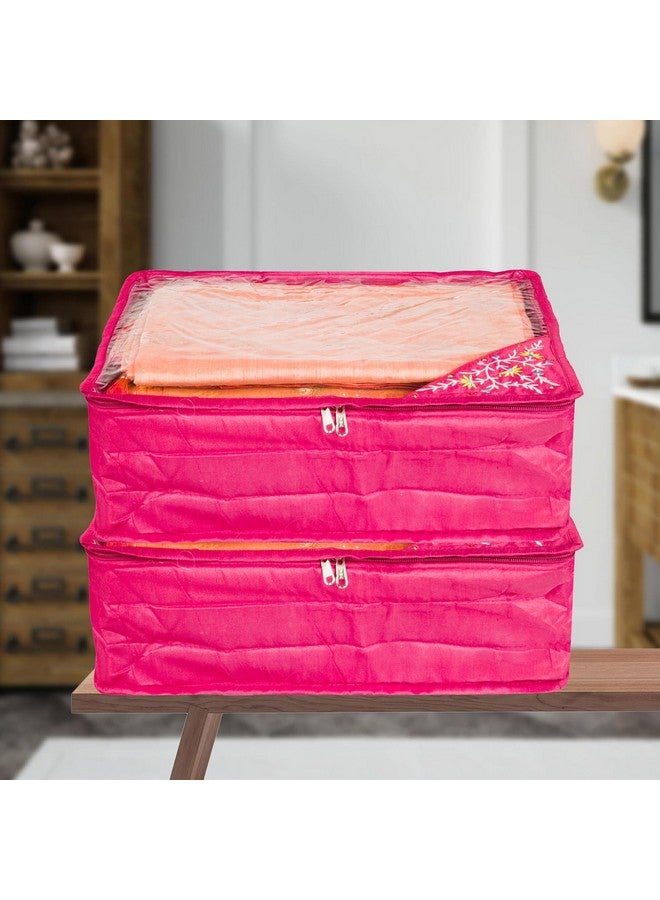 Kuber Industries Kuber Industries Saree Cover | Clothes Storage Bag | Storage Saree Organizer Bag | Zip Closure Saree Cover | Wardrobe Organizer | Side Embroidery Saree Cover | 6 Inch | Pink - Image 5