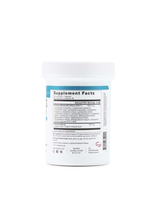 NatureWise Probiotics 60 Billion CFU - 17 Strains + Organic Prebiotics - Immune, Digestive & Gut Health Probiotic for Women & Men - Vegetarian, Gluten-Free, Non-GMO - 30 Capsules[1-Month Supply] - Image 5
