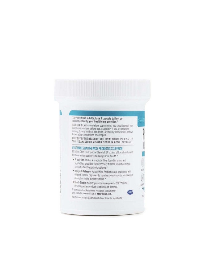 NatureWise Probiotics 60 Billion CFU - 17 Strains + Organic Prebiotics - Immune, Digestive & Gut Health Probiotic for Women & Men - Vegetarian, Gluten-Free, Non-GMO - 30 Capsules[1-Month Supply] - Image 4