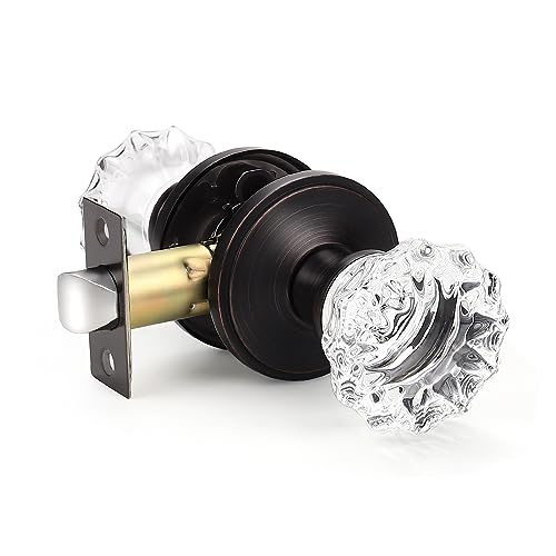 KNOBWELL Regency Fluted Glass Door Knob with Victorian Plate Rosettes in Oil Rubbed Bronze (Passage Hall/Closet) - Image 1