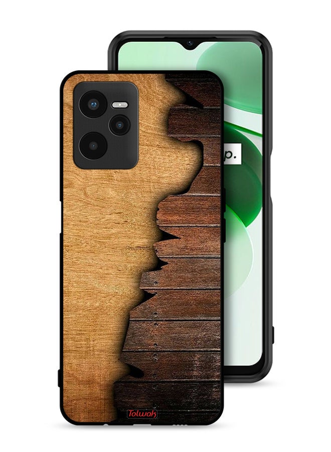 Tolwak Realme C35 Protective Case Cover Vintage Wood Pattern - Image 1