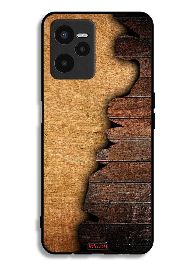 Tolwak Realme C35 Protective Case Cover Vintage Wood Pattern - Image 2