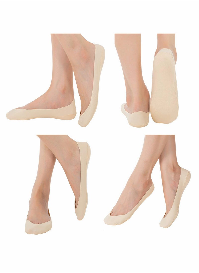 Generic - Women Thin Socks Ice silk skin tone Cotton Nylon Low Cut Liner Non Slip hidden Invisible for Flats Boat Sneaker Womens No Show 2 Pack Skin Tone Black - Image 1